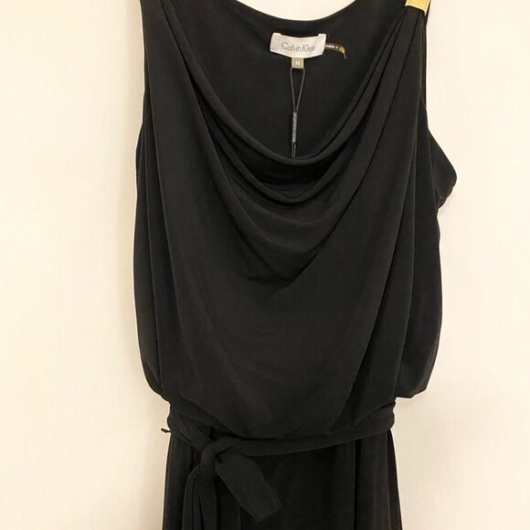NWT Calvin Klein Black Maxi Dress with relaxed fit upper. Size M. - Picture 6 of 7